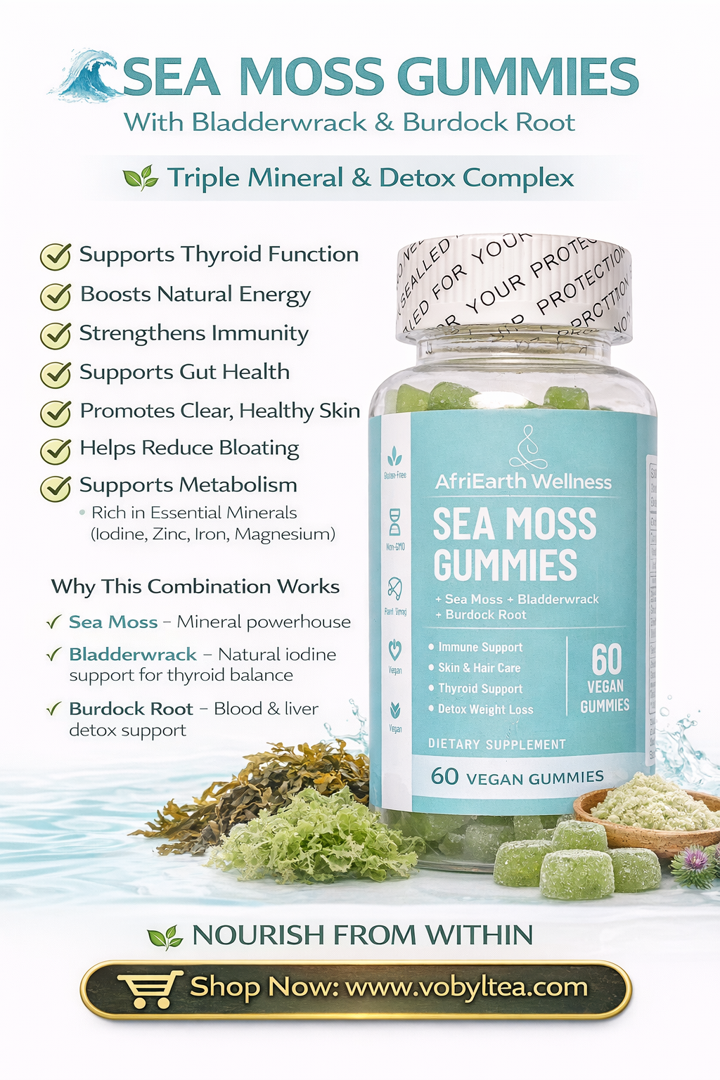 Sea Moss + Bladderwrack + Burdock Root Gummies: - Image 3